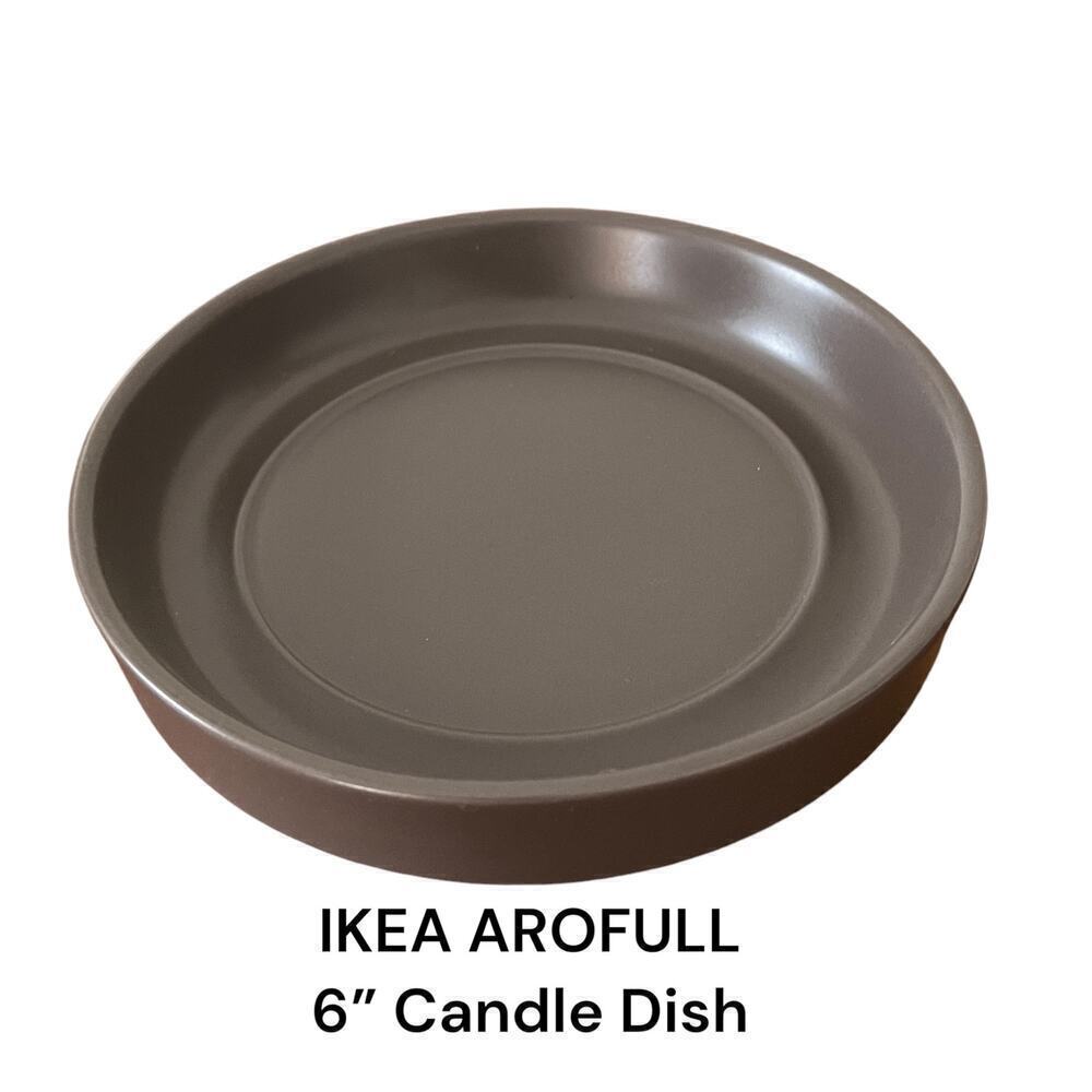 IKEA AROFULL Dark Gray Candle Dish 6"